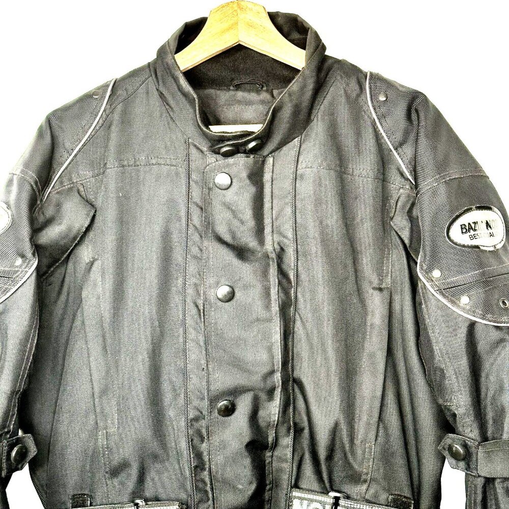 Bazik Noir Mens Moto Riding Jacket MX Scotchlite 3M Reissa Belted Black Size M - Picture 3 of 16